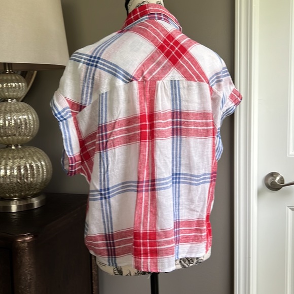 Rails linen plaid tie front button down shirt - Picture 3 of 5